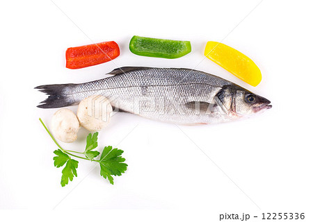 Seabass with vegetables. 12255336