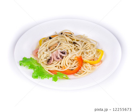 Tasty italian pasta with seafood. Tasty italian pasta with seafood. 12255673