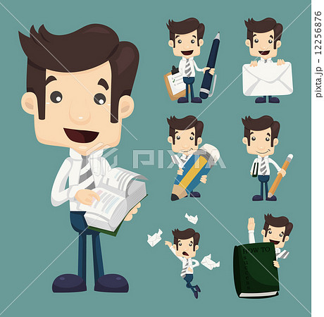 Set of businessman characters poses , office worker Set of businessman characters poses , office worker 12256876