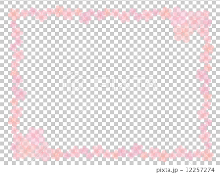 桜　花　春　ソメイヨシノ　フレーム　枠　さくら　サクラ　花模様　満開　桃色　桜の花　四月　植物　和柄　背景　背景素材　初春　柄　水彩　ピンク　模様　レース模様　重なる　背景　背景素材　イラスト　和　和 12257274
