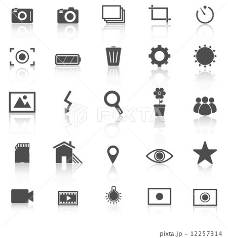 Photography icons with reflect on white background Photography icons with reflect on white background 12257314