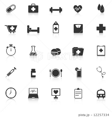 Health icons with reflect on white background 12257334