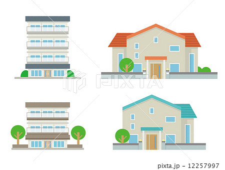 家とマンションのセットのイラスト素材 12257997 Pixta