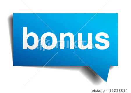 Bonus blue 3d realistic paper speech bubble isolated on white Bonus blue 3d realistic paper speech bubble isolated on white 12258314