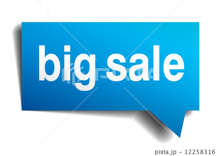Big sale blue 3d realistic paper speech bubble isolated on white 12258316