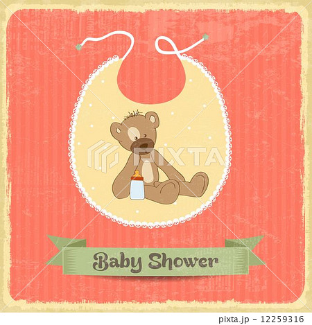 retro baby shower card with teddy bear retro baby shower card with teddy bear 12259316