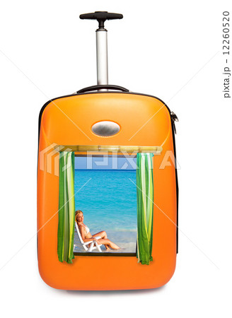 In a road bag the sea is visible and the having a rest woman - is time to all on rest! In a road bag the sea is visible and the having a rest woman - is time to all on rest! 12260520
