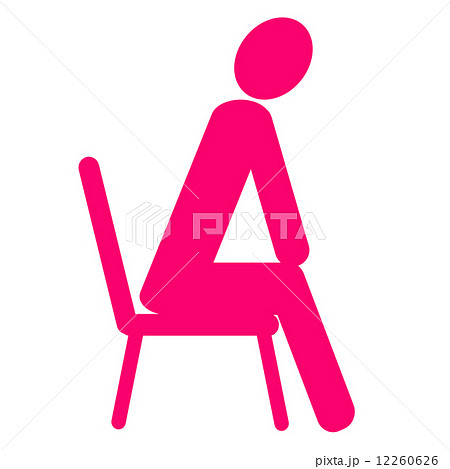 椅子に座る人のイラスト 右向き赤のイラスト素材