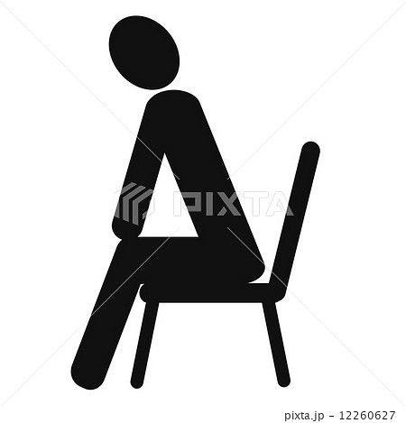椅子に座る人のイラスト 左向き黒のイラスト素材