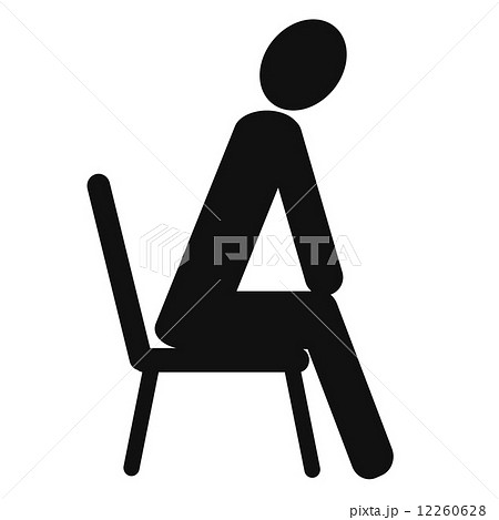 椅子に座る人のイラスト 右向き黒のイラスト素材