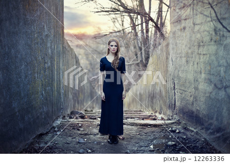 beautiful lonely girl in long dress beautiful lonely girl in long dress 12263336