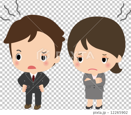 不信感を表すスーツの男女 12265902