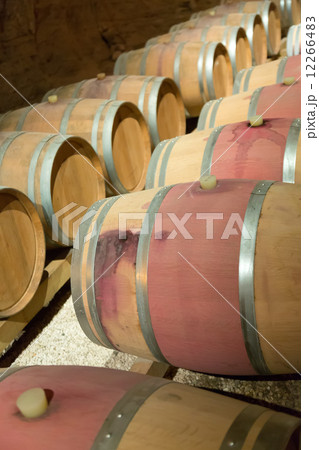 french winery with wooden barrels french winery with wooden barrels 12266483