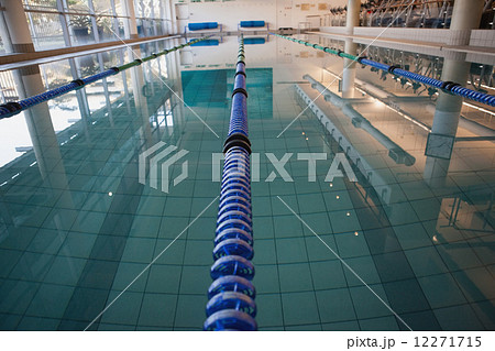 Empty swimming pool with lane markers Empty swimming pool with lane markers 12271715
