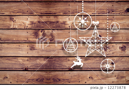 Composite image of hanging christmas decorations 12273878