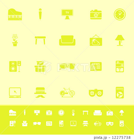 Living room color icons on yellow background 12275738