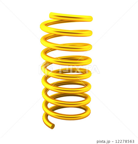 3d render of golden spring on white 12278563
