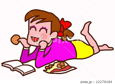 くつろぐ女の子のイラスト素材