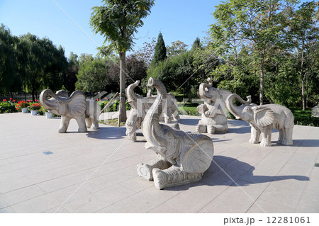 Sculptures of elephants, in Beijing Zoo, Beijing, China 12281061