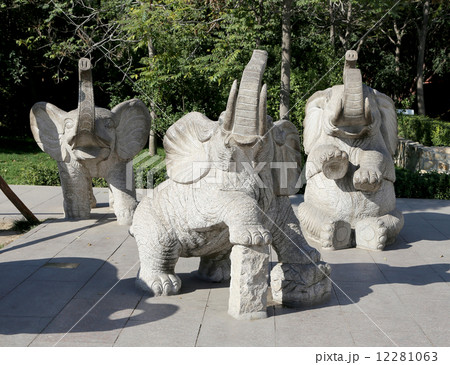 Sculptures of elephants, in Beijing Zoo, Beijing, China Sculptures of elephants, in Beijing Zoo, Beijing, China 12281063