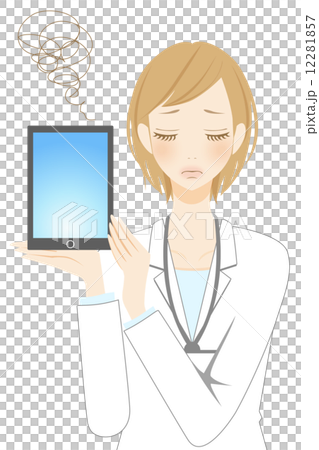 Embarrassing business woman with tablet 12281857