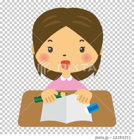 勉強 予習 復習 女の子 楽しいのイラスト素材