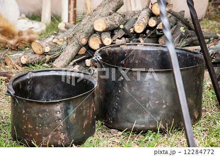Two old pots for cooking on camping 12284772