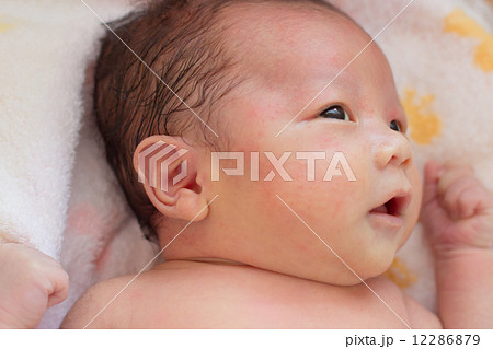 生後1ヶ月 赤ちゃんの写真素材