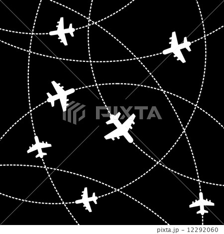 Airplanes Background with Trajectory. Vector 12292060