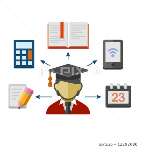 Set of Flat Style Concept Icons for Education. Vector 12292080