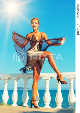 fashion model by the sea in Greece fashion model by the sea in Greece 12295098
