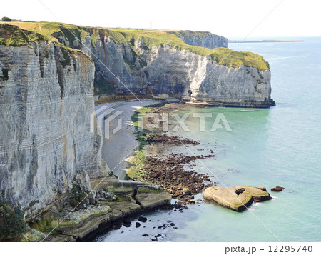 view of stone english channel shore on Etretat 12295740