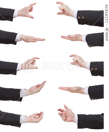 set of businessman hands showing sizes set of businessman hands showing sizes 12295839