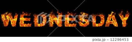 Wednesday text on fire 12296453