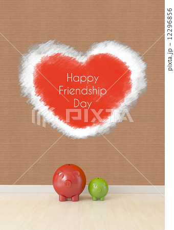 friendship concept, two piggy friends on floor friendship concept, two piggy friends on floor 12296856