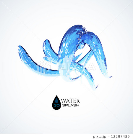 Blue 3D water splash isolated on white Blue 3D water splash isolated on white 12297489