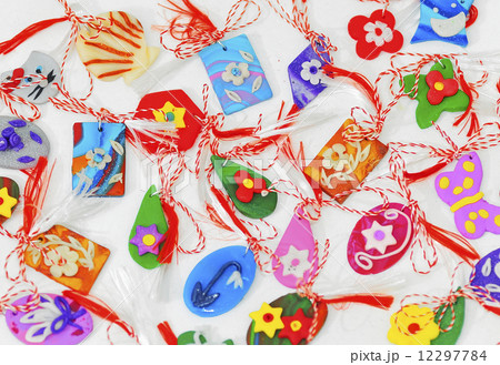 female ornaments from polymeric hand-worked clay 12297784