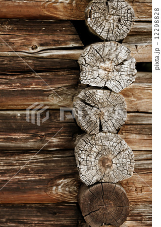 Ancient wooden wall - logs close up 12298828