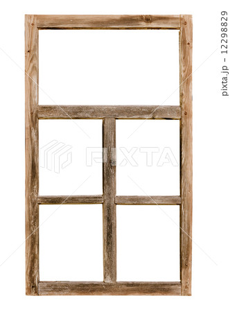 Vintage simple wooden window frame isolated on white 12298829