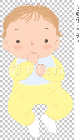 指しゃぶりする赤ちゃんーイエロー 12299217