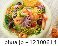 Seafood spaghetti pasta dish with octopus and shrimps 12300614