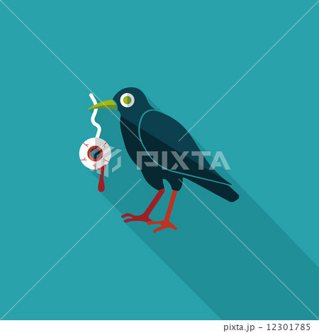 Halloween crow and eyeball flat icon with long shadow,eps10 12301785