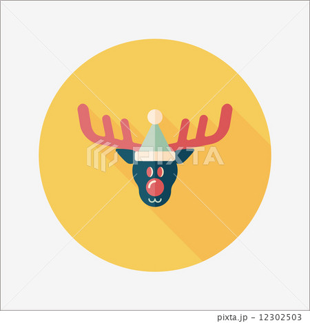 Reindeer flat icon with long shadow, eps10 Reindeer flat icon with long shadow, eps10 12302503