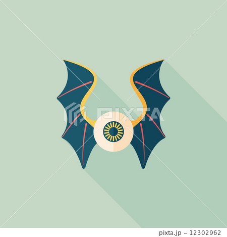 eye with bat wings flat icon with long shadow,eps10 12302962