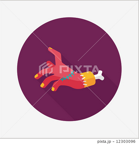 Halloween zombie hand flat icon with long shadow,eps10 12303096