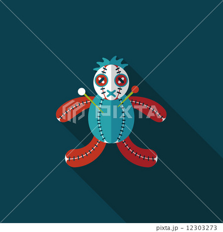 Halloween voodoo doll flat icon with long shadow,eps10 12303273