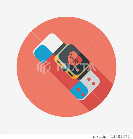 heart rate sport-watch flat icon with long shadow,eps10 12303373