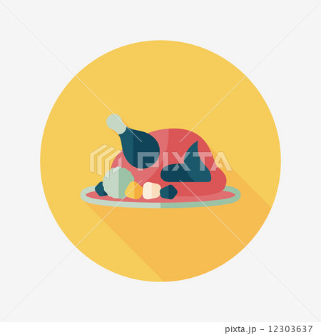 Grill chicken flat icon with long shadow,eps10 12303637