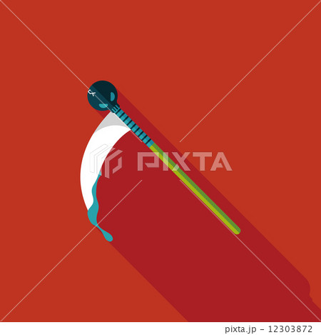 Halloween scythe flat icon with long shadow,eps10 12303872