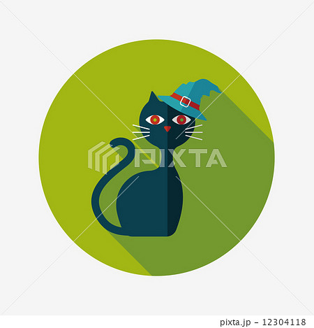 Evil cat flat icon with long shadow,eps10 12304118